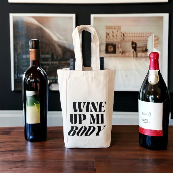 Personalised Cotton Canvas Wine Bottle Bag Two Bottle Bag, Canvas Wine Bag - Image 3