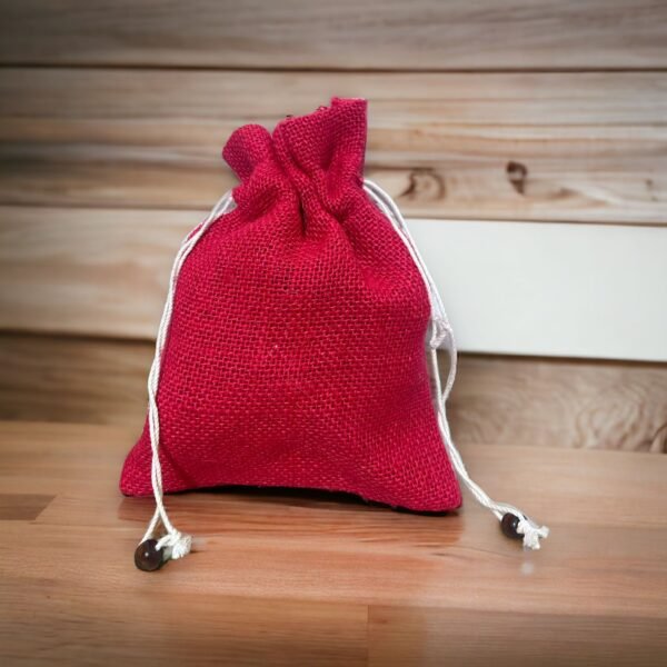Personalised Jute Drawstring Bag, Red Colour - Image 2